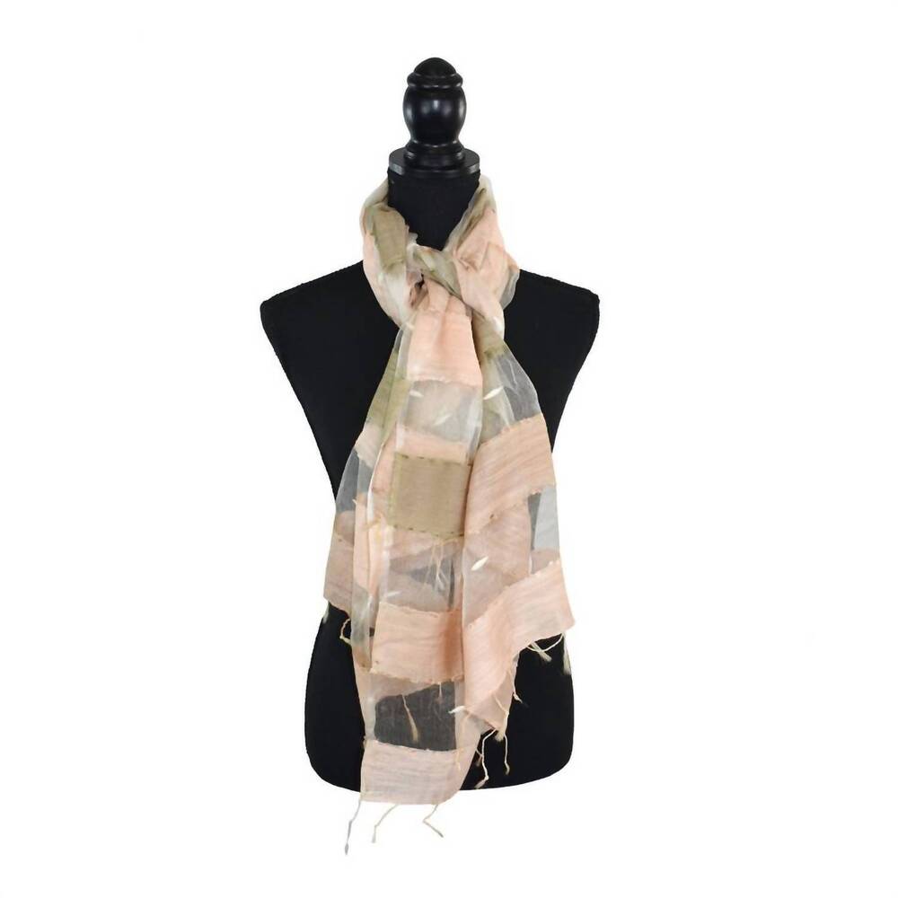 NEW DUPATTA DESIGNS kanye stripe sheer panels scarf in beige